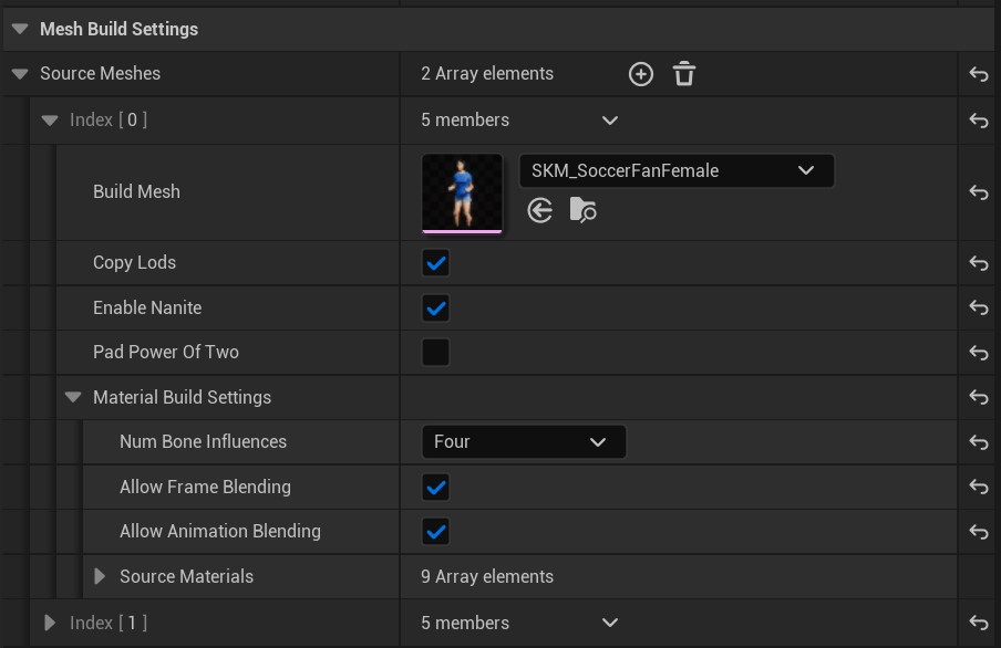 Mesh Build Settings